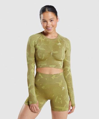 Dámské Long Sleeve Gymshark Adapt Camo Seamless Zelene | CZ 3494BEX